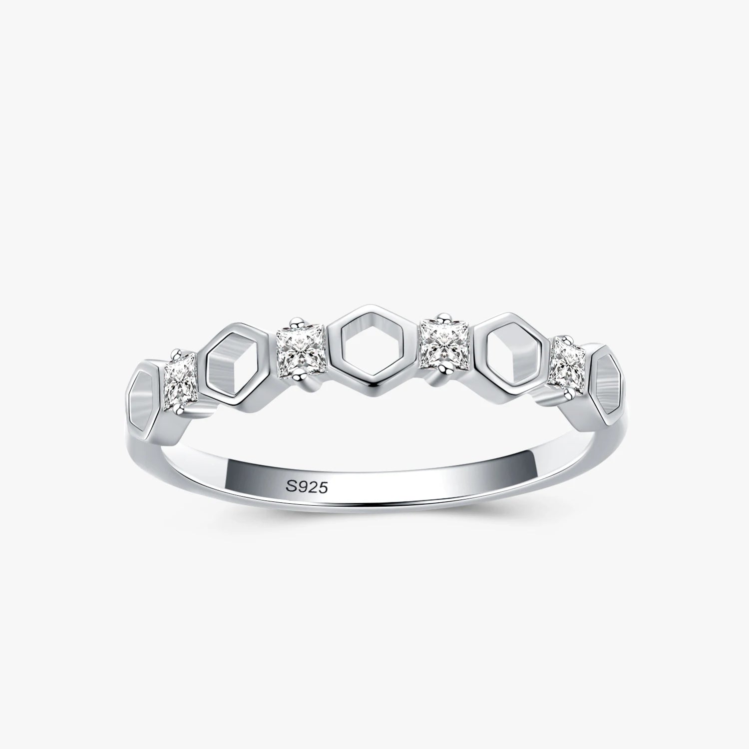 Ailmay New Sale Fashion 925 Sterling Silver Cubic Zirconia Exquisite Stackable Rings for Women Minimalist Wedding Party Jewelry