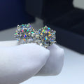 Silver 925 Original Diamond Test Past Total 6 Carat Round Brilliant Cut D Color Moissanite Stud Earrings for Women MegaBDM