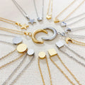 SC Wholesale 14 Types Classic Non Tarnish Stainless Steel Disc Square Block Star Moon Flower Heart Pendant Necklace for Women