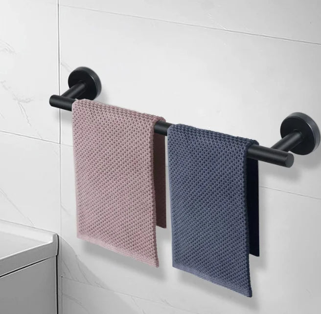24 Inch Matte Black Towel Bar-Heavy Duty Stainless Steel Towel Rack with Heater Wall Mounted Bathroom Towel Holder