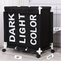 3 Section Foldable Eco-friendly Durable Polyester Kid's Laundry Hamper Custom Logo 3D Printed Basketball Design Rope Lid Wheels