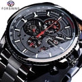 Forsining Men Top New Luxury Three Dial Calendar Stainless Steel Mechanical Automatic Wrist Watches Gift Sport Male Clock