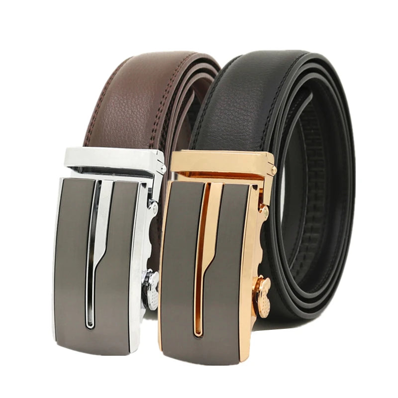 LQbelt Leather Belt Men's Automatic Buckle Belts for Men Ratchet Custom Design Factory Direct Sale