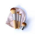 Custom 4 PCS Bamboo Makeup Brush Set With Cloth Bag Premium Beauty Tool for Travel Wholesale