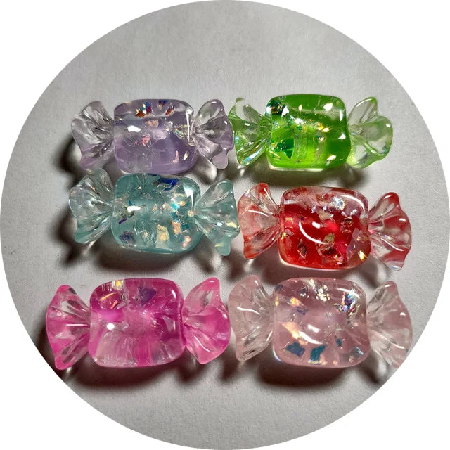 100pcs Resin Mixed Glitter Sequins Filled Shiny Candy Flat Back Scrapbooking Hair Bow Center Embellishments DIY Accessories