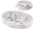 Marble Look Bar Soap Dish Holder Oval Soap Sponge Tray Soap Case Box Saver for Bathroom Shower Kitchen Sink- White Marble