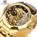 Forsining 2023 Tourbillion Design Mens Luxury Business Golden Automatic Mechanical Skeleton Wrist Watch Male Clock Gift