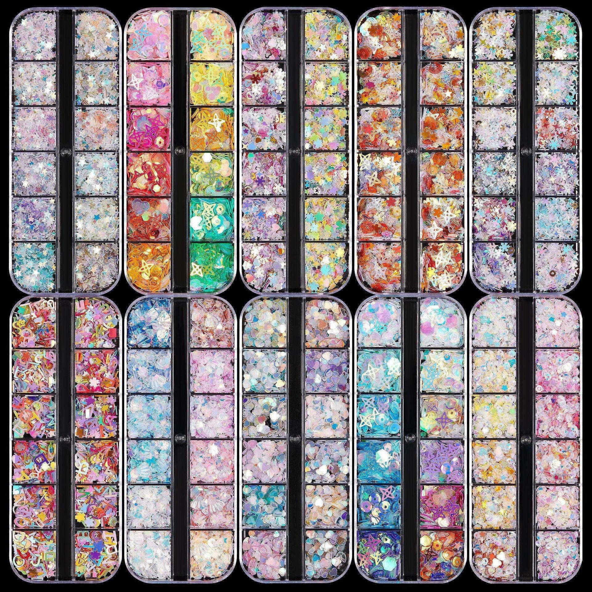 Paso Sico Brand New 26 Options Mixed Summer Ocean Transparent Japanese 3D Nail Glitter Star Heart DIY Art Sequins Decoration