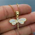 GT 2022 TIK TOK Hotsale Ins Style Cold Wind Gold Dragonfly Opal Necklace Female Simple Fashion Insect Necklace