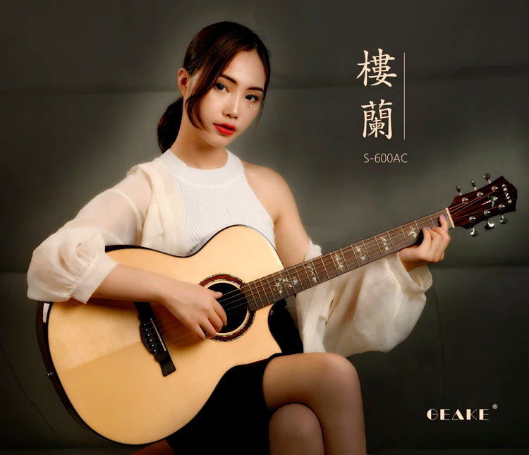 High Quality 40-Inch Acoustic Guitar Classic Style Gloss Matt Solid Spruce Top Mahogany/Rosewood Body Geake S-600AC
