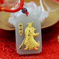 Certified Hetian Jade Inlaid With Gold Pure Gold And Pendant Loyal Guan Gong Men's Domineering Jade Wholesale