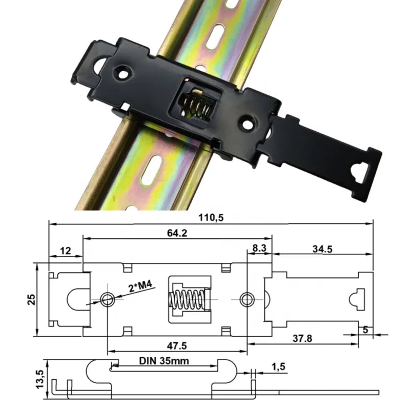 Miniature 35mm Industrial Iron Guide Rail Installation Bracket Distribution Box Hook Buckle Electrophoresis Protection Snap