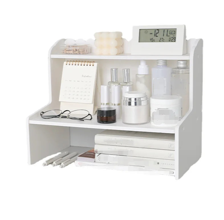 Double-layer Multifunctional Folding Composite Board White Storage Rack Precision Tolerance for Living Room Desktop Beauty