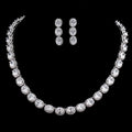 2022 Wholesale Wedding Jewelry Set Crystal Earring Necklace Luxury Egg-shaped Zircon Bridal Jewelry Set for Women