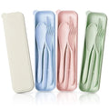 4PCS Travel Utensils Wheat Straw Reusable Cutlery Set Picnic Spoon Knife Forks With Case