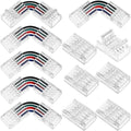 PCB Board Wire Connection Splitter L Shape Coupler Solderless 2P 4P 10mm RGB LED Strip Light Connecting Chip Corner Connector