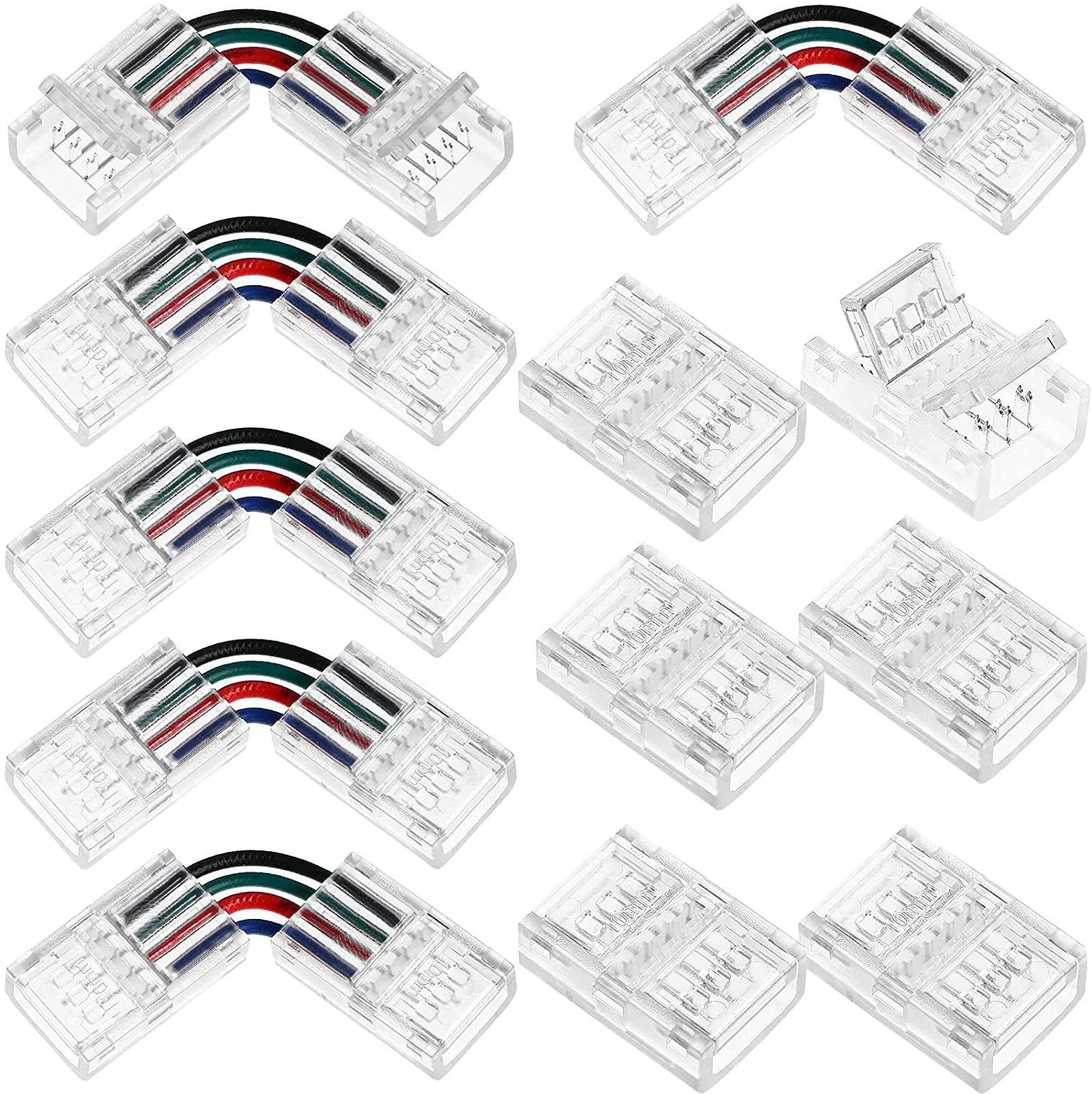 PCB Board Wire Connection Splitter L Shape Coupler Solderless 2P 4P 10mm RGB LED Strip Light Connecting Chip Corner Connector