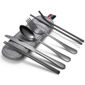 Hongda 304 (18/10) Gold Stainless Steel Cutlery Set Portable Flatware with Case for Back to School Outdoor Use