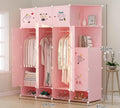 Modern 14-Door Extendable Portable Wardrobe Organizer 3 Hangers Removable Pink Plastic Clothes Organizer for Living Room Home