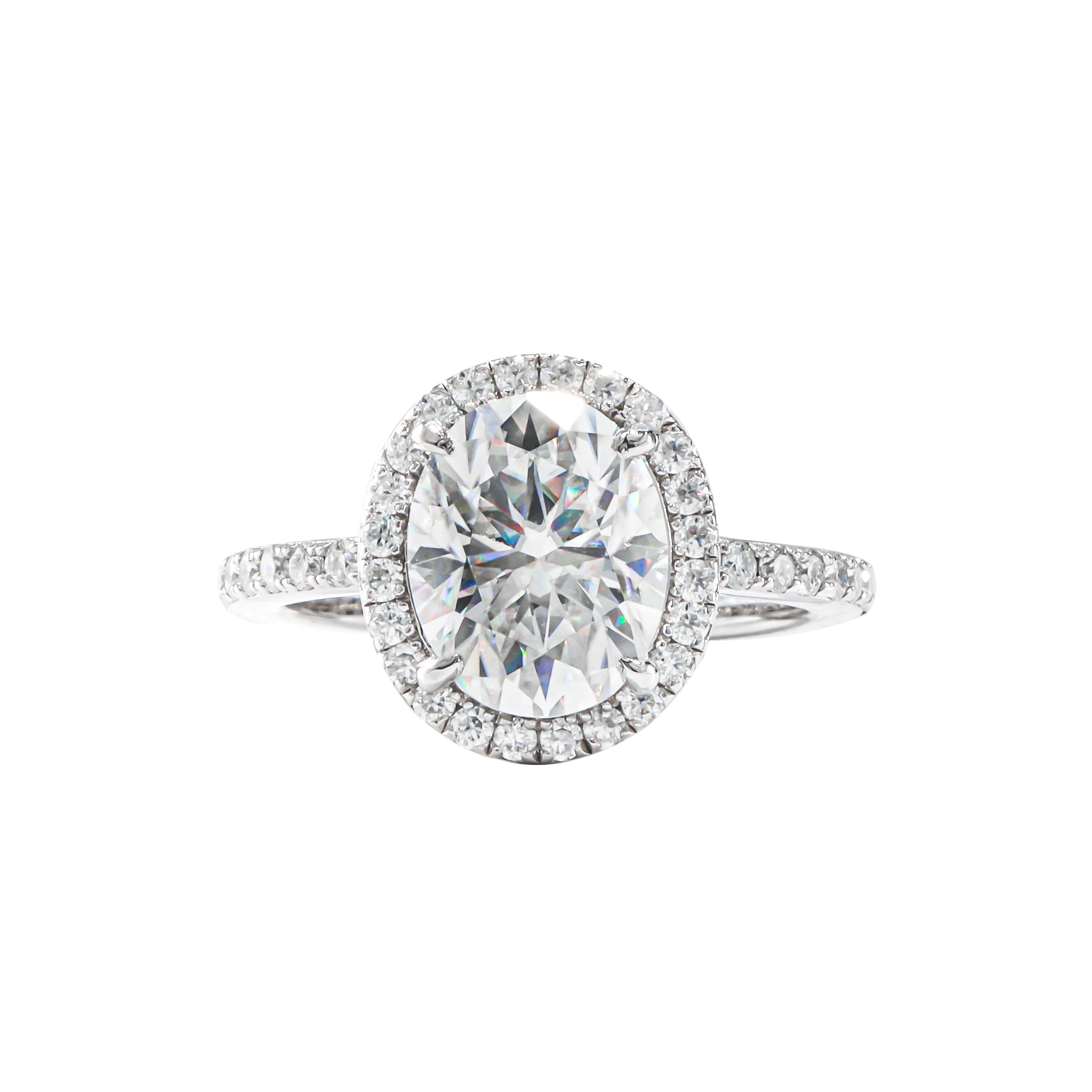 IGI Certified 18K Solid Gold  Wedding Promise Jewelry Women's Solitaire Halo  4.5 Carat Lab Grown Moissanite Rings