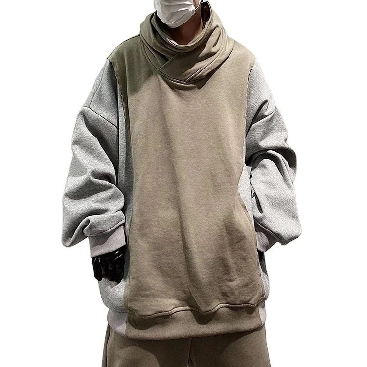 2026 Custom Splicing Contrast Color  Hoodie Sleeves Heavyweight Oversized Men Hoodies