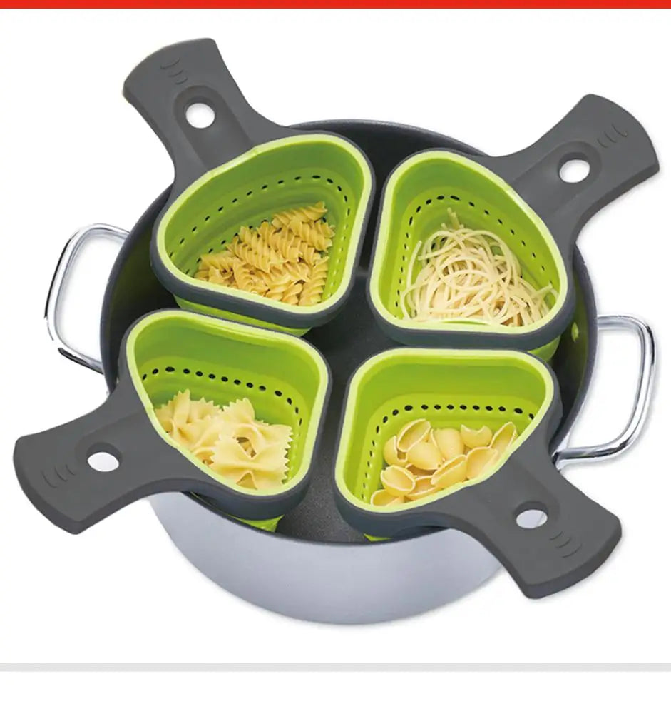 Kitchen Tools Plastic Drain Basket Leakproof Baffle Funnel Wash Rice Filter for Kitchen Gadget Pot Side Colanders Strainers