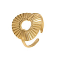 BM Classic Style 18K Gold Plated Stainless Steel Women's Folds Rings Non-Tarnish Wedding Bands