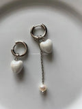 Custom Jewelry Ceramic White Floral Heart Charm Earrings for Women Cute Heart Drop Earrings Fashion Jewelry Wholesale