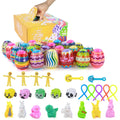 24pcs Easter Eggs Prefilled Bunny Figurines Animal Pull Back Cars Fidget Toy Inside Mystery Box Easter Stuffed Surprise Egg Toy
