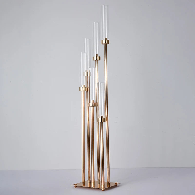 Zhuoyun 6 Arms Glass Tube Wedding Centerpiece Party Festival Decoration Candelabra