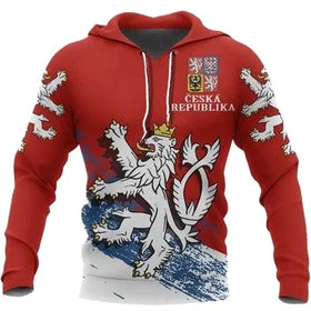 Fitspi Custom Czech Republic Flag Printed Hoodie Pullover Hip Hop Streetwear Male Unisex Sweatshirt Wholesale