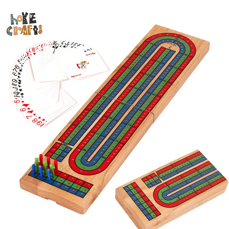Family Classics Cribbage Quest Wooden Folding Board Game Children Educational Toys