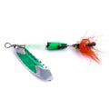 Wholesale SP020 6.5cm 4.7g Artificial Metal Spinner Bait Spoon Fishing Lure with Feathered Treble Hook