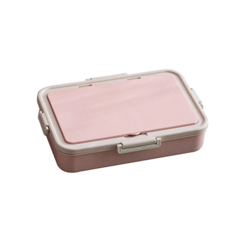 Portable Wheat Straw Bento Lunch Box with Cutlery for Kids