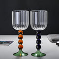 New Product Recommendation Color Goblet Hand Blown High Borosilicate Vertical Stripe Glass Cup