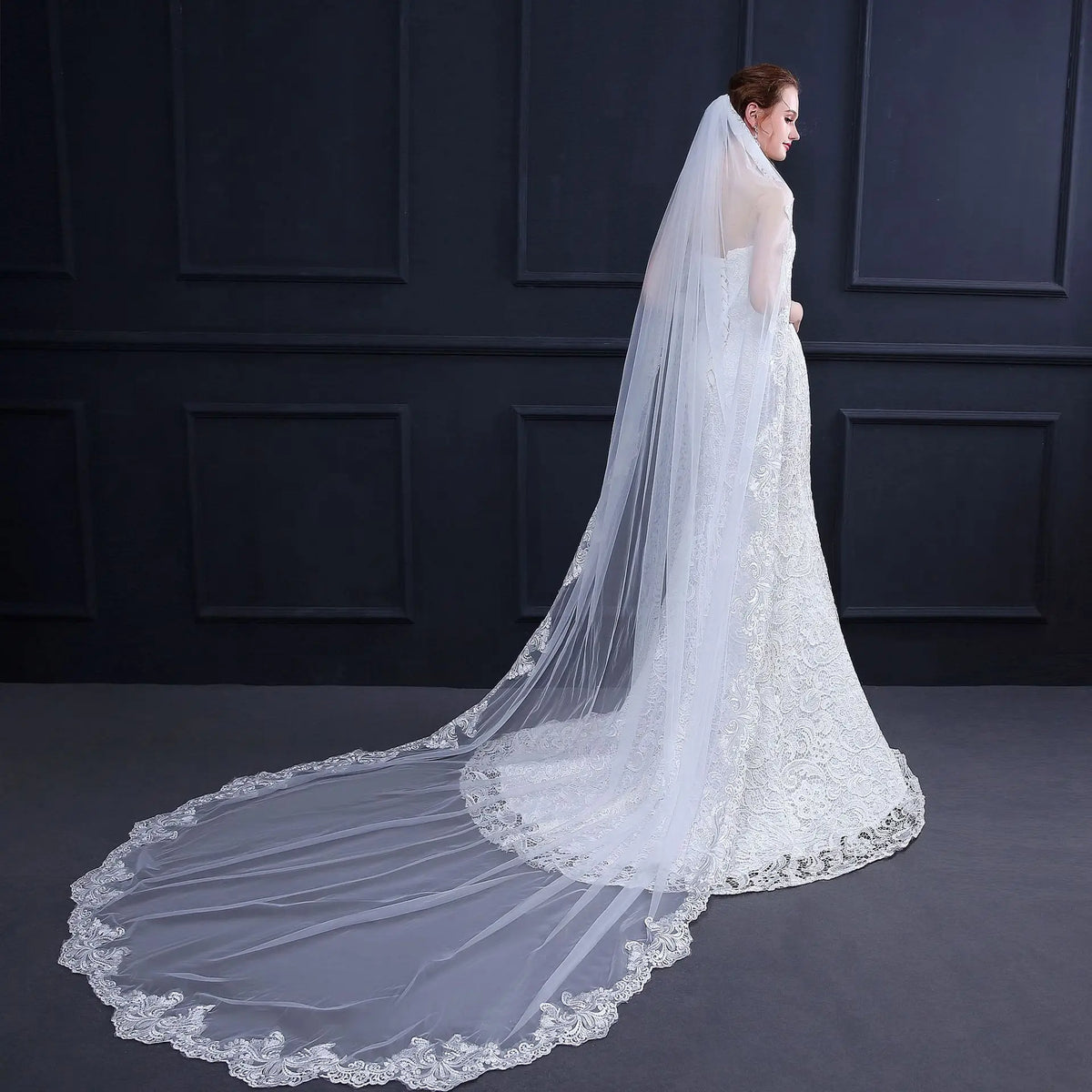 ROMANTIC Korea Princess Lace Ivory Wedding Veils 3*1.5m Hair Accessories for Women