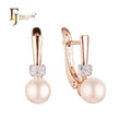 F92202295-13 FJ Fallon Fashion Jewelry Pearl Earrings Plated in Rose Gold Two Tone Brass Based