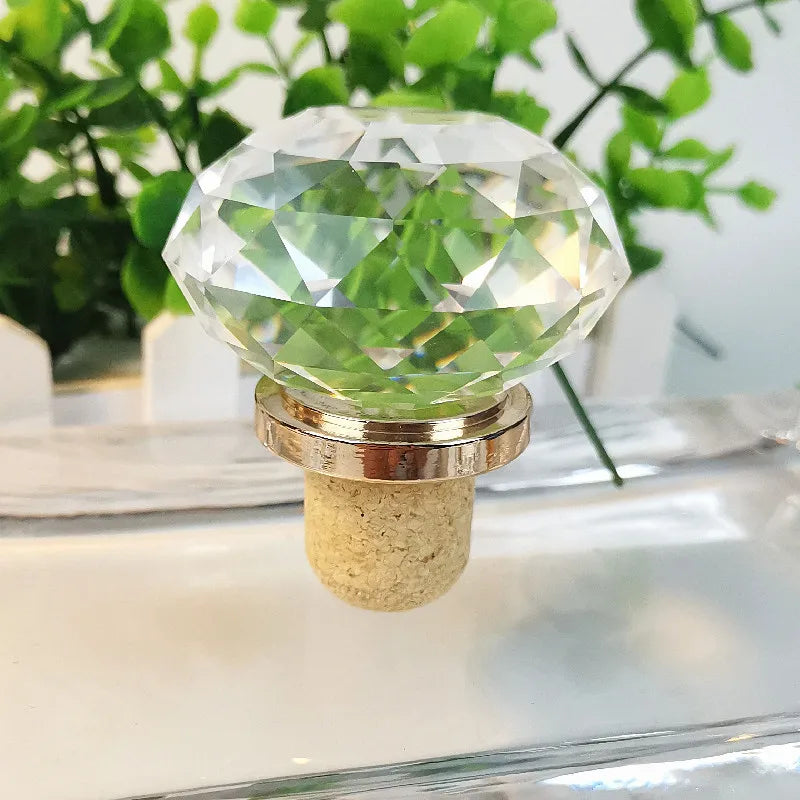 Wholesale DEXI Crystal White Custom Logo Non-Spill Glass Wine Bottle Stopper 40mm/46mm High Quality 75g Carton Packed China