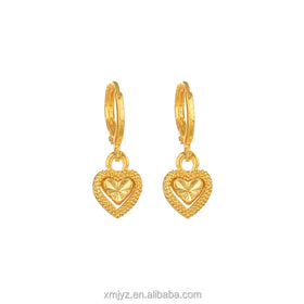 Exquisite Earrings 18K Gold-Plated Love Earrings Jewelry Light Luxury Retro Sand Gold Earrings Wholesale Cross-Border Jewelry