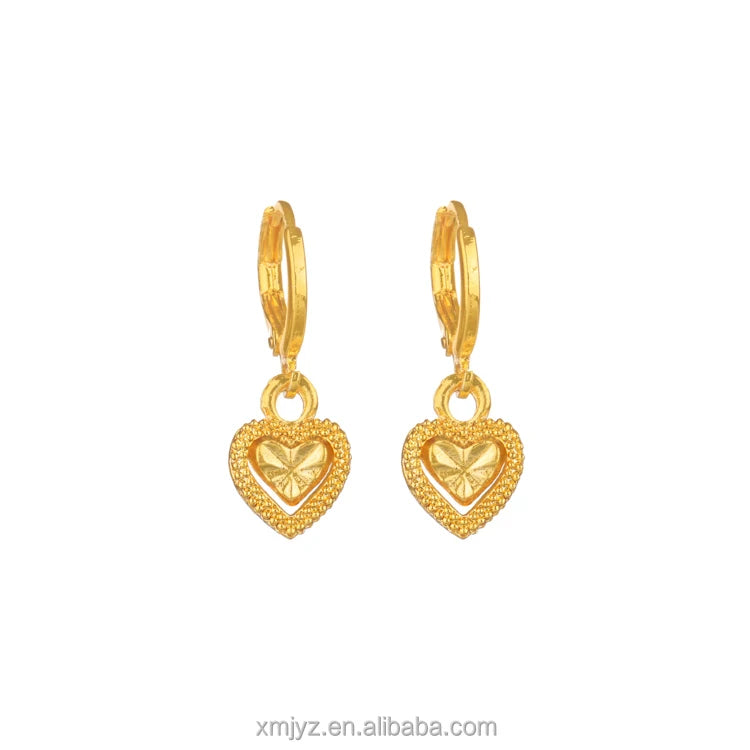 Exquisite Earrings 18K Gold-Plated Love Earrings Jewelry Light Luxury Retro Sand Gold Earrings Wholesale Cross-Border Jewelry