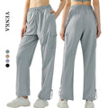 Women's Summer Drawstring Loose Breathable Pants High Waist Wide Leg Casual Style Quick Drying Fitness Straight Trousers