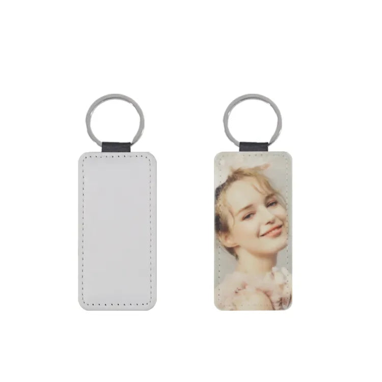 Beautiful Rectangle Sublimation Blank Pu Leather Keychain Wholesale