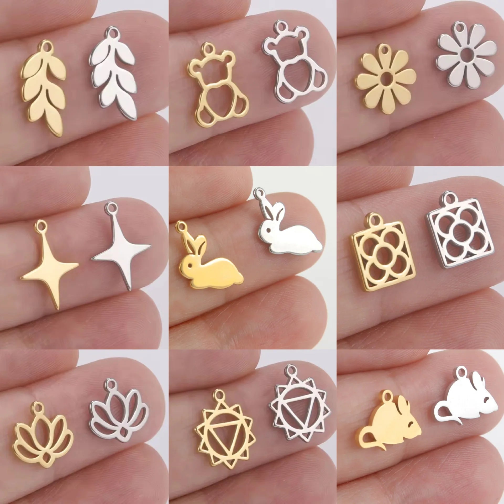 DAIHE Jewelry Supplies Diy Jewelry Making Stainless Steel Flat Cut DIY Hollow Bear Charms Jewelry Accessories