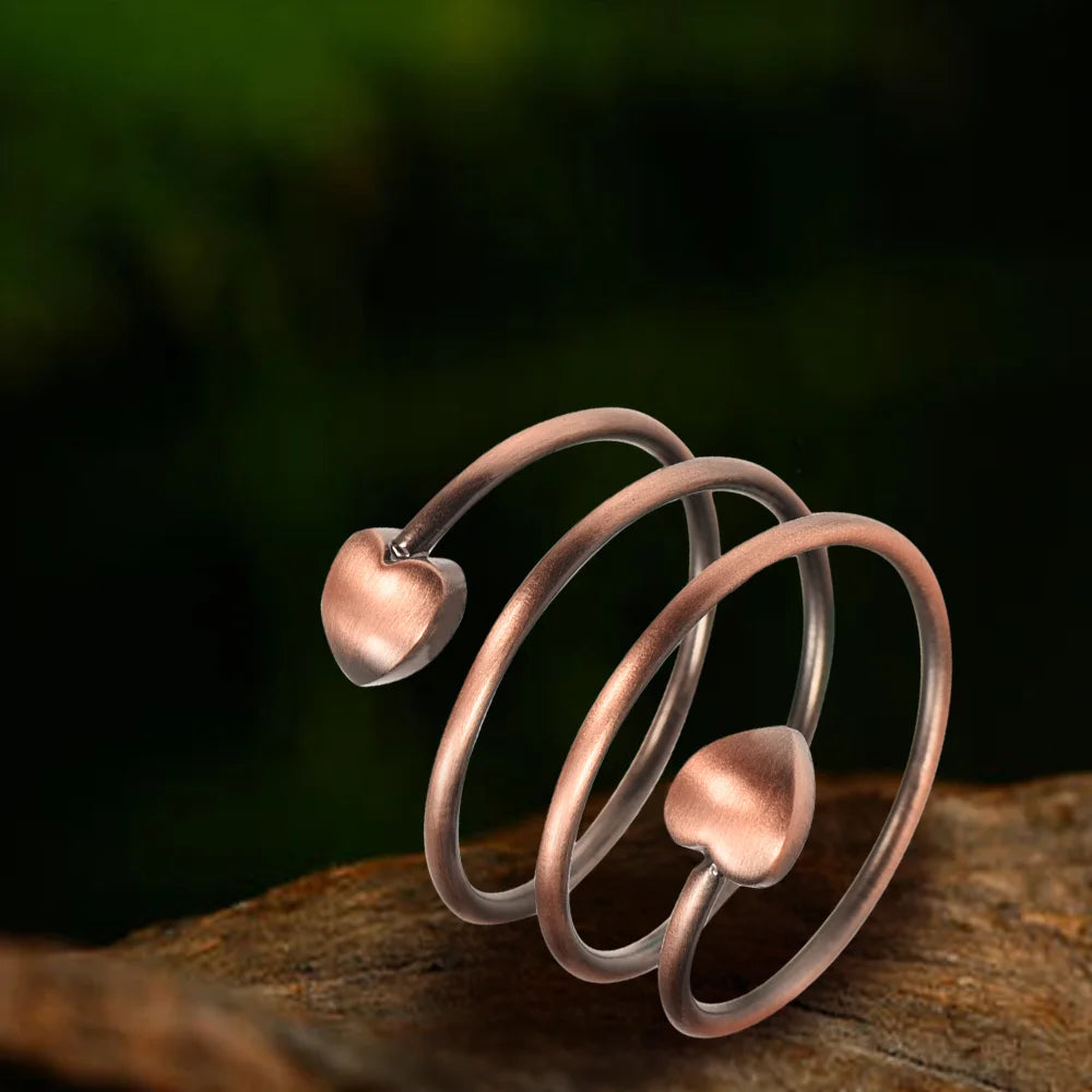 Energinox Adjustable Handmade Wire Rings Jewelry Women Copper Magnetic Heart Ring