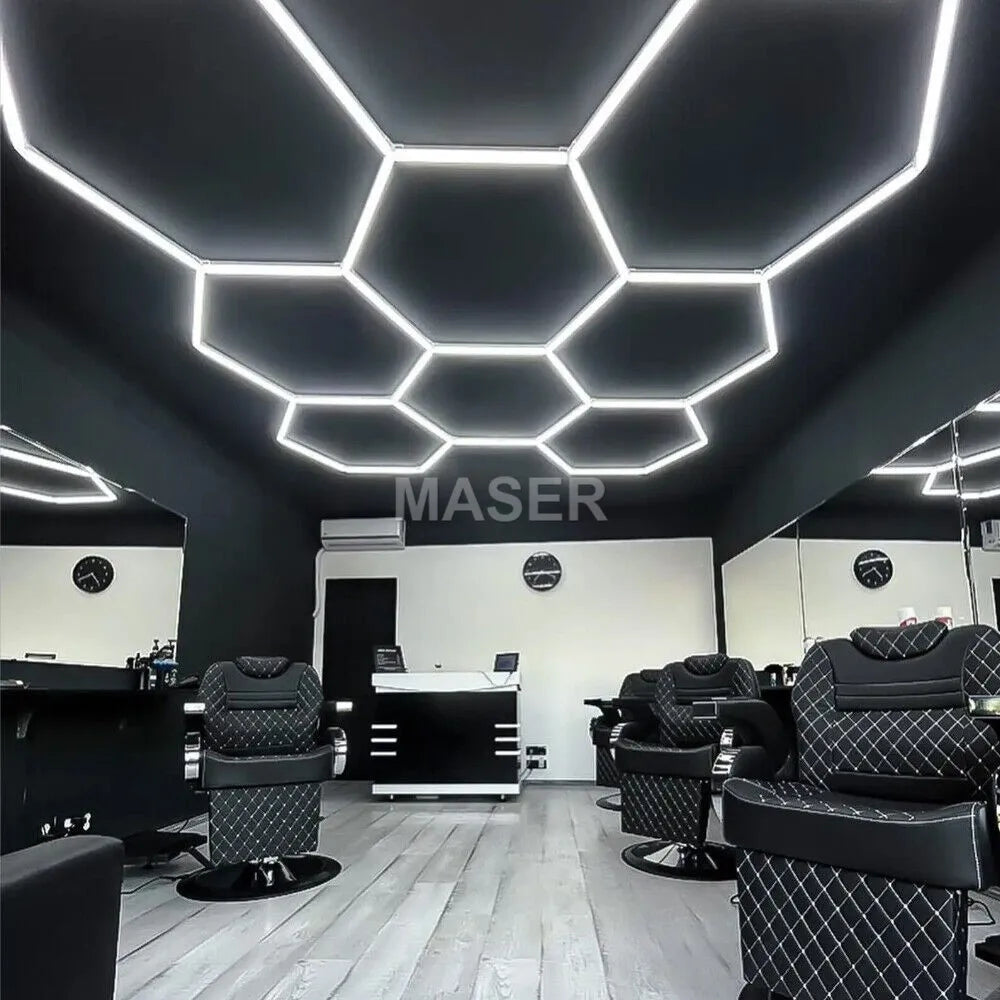 Super Bright 8-Hexagon Honeycomb LED Lights Dimmable Barbershop Lighting for Barber Station Popular Choice