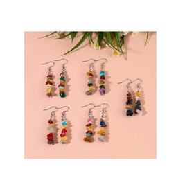 Hot Selling Women's Silvery Plating Alloy Earrings Various Natural Gemstone Gravel Trendy Charm Crystal Pearl Trendy Pearl
