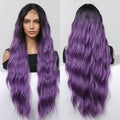 Japan Fiber Purple Long Curly Lace Hair Wigs Natural Body Wave Synthetic Lace Front Wig for Black Women Ombre Hair