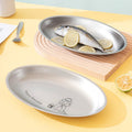 Cute Cartoon Stainless Steel Fish Plate Children's Oval Dinner Plate Home Stainless Steel Dinner Plate