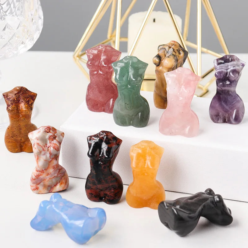 Wholesale Healing Reiki Female Goddess Crystal Lady Model Body Mannequin Statue Home Decoration Meditation Crystals for Friend