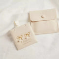Custom Logo Jewelry Package Microfiber Snap Button Pouch Bags Jewellery Small Earrings Pouch Gift Bag with Insert Pad/Card